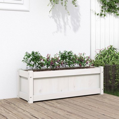 vidaXL Garden Planter White 35.4"x12.2"x12.2" Solid Wood Pine