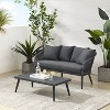 Dover 2pc Outdoor Rope Conversation Set with Loveseat & Coffee Table - Charcoal/Matte Black - Crosley: Steel Frame, UV-Resistant - image 2 of 4