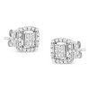 Haus of Brilliance Silver 1/2 Cttw Round and Princess-Cut Diamond Stud Earrings - 4 of 4
