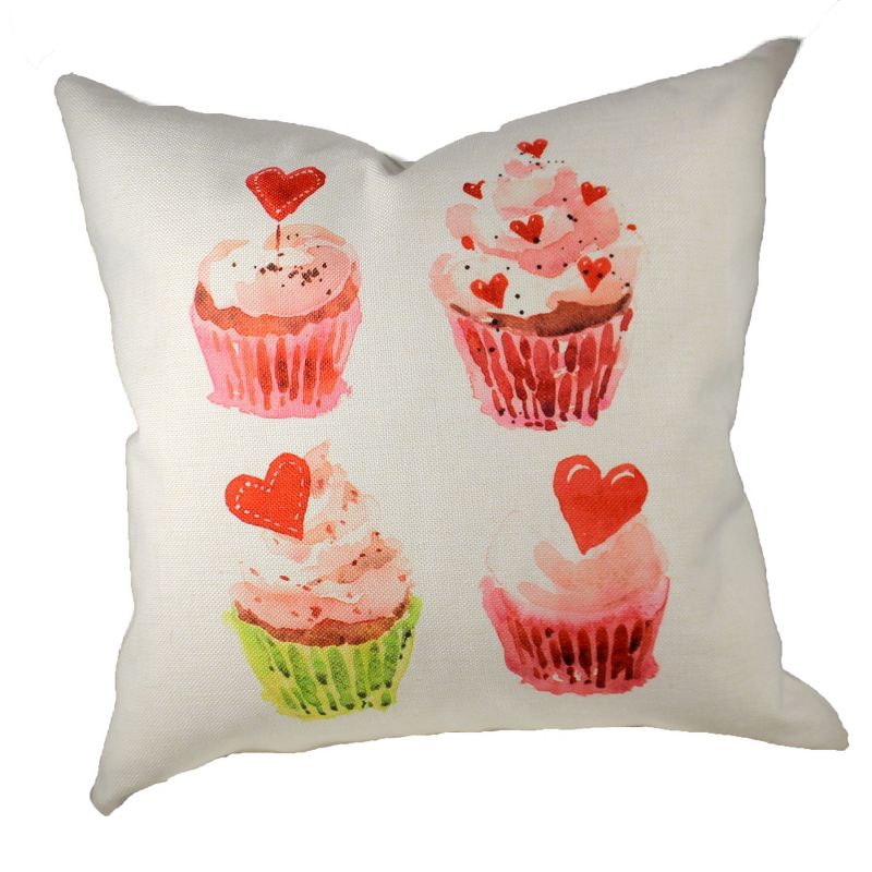 Home Decor 20.0 Inch Valentine Cupcake Quartet Cottage Pillow Throw Pillows, 1 of 4