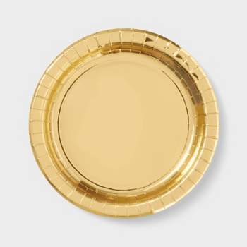 20ct 8.5" Disposable Metallic Plates Gold - Spritz™