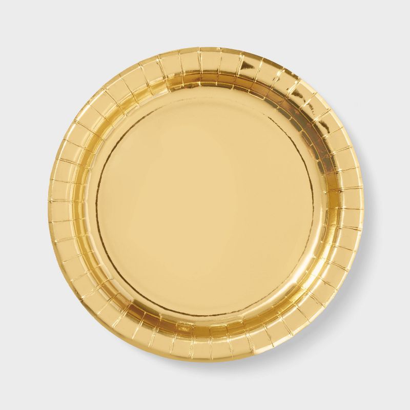 20ct 8.5&#34; Disposable Metallic Plates Gold - Spritz&#8482;, 1 of 4