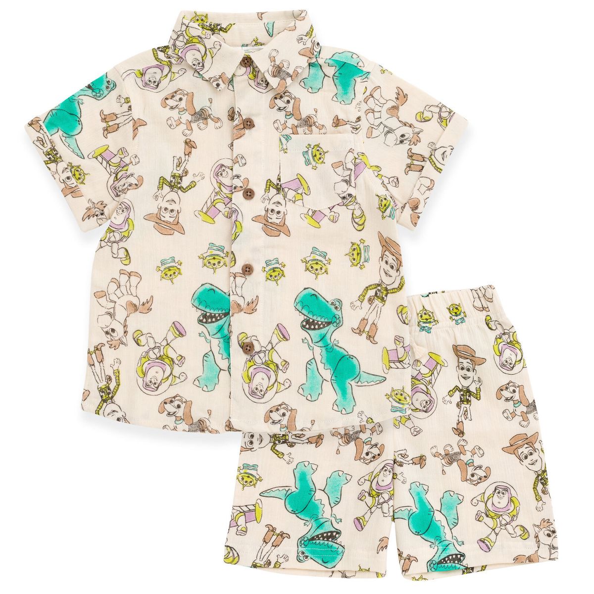 Disney Toy Story Baby Cotton Gauze Matching Family Button Down Shirt Shorts Outfit Set Infant