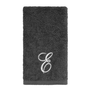 Avanti  Granite with Silver Script Monogram Bath Towel Letter   E - 1 of 3