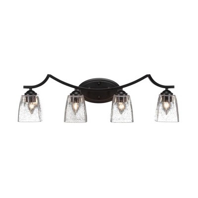 Toltec Lighting Zilo 4 - Light Vanity in  Matte Black with 4.5" Square Clear Bubble Shade