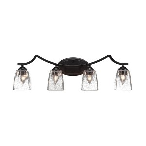 Toltec Lighting Zilo 4 - Light Vanity in  Matte Black with 4.5" Square Clear Bubble Shade - 1 of 1