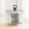 Kitchen Island on Wheels with Drop Leaf, Charging Station, Rolling Kitchen Cart with Wood Top, Adjustable Shelf - 3 of 4