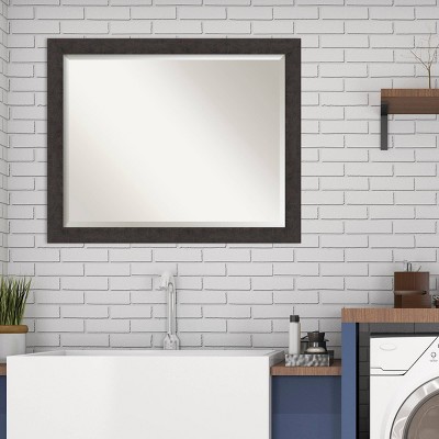 Espresso Wood Framed Rectangular Bathroom Vanity Mirror