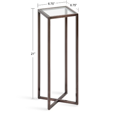 Jaspur Bronze Metal and Glass Square Drink Table