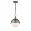 Peyton Retro Two-Light Pendant - Antique Nickel, 11.25" Globe Lantern, Dimmable, Damp Rated - 2 of 4