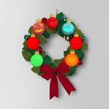 14.5" Pre-lit Battery Operated Christmas Novelty Wreath Green - Wondershop™