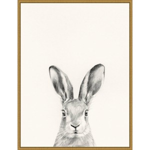 18" x 24" Animal Mug I Rabbit by Victoria Borges Framed Canvas Wall Art Gold - Amanti Art: Modern Minimalist Decor, Vertical Display - 1 of 4