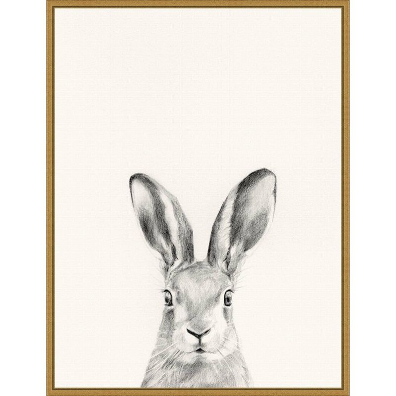 18&#34; x 24&#34; Animal Mug I Rabbit by Victoria Borges Framed Canvas Wall Art Gold - Amanti Art, 1 of 9