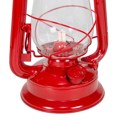 Stansport 12" Red Metal Hurricane Lantern with Glass Globe