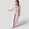 Anna-Kaci Lounge Women's Long Sleeve Button Up Pajama Set with Satin Leopard Texture and Relaxed Fit Pants - 3 of 4