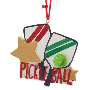 Kurt S. Adler 3.0 Inch Pickle Ball Ornament Paddles Plastic Ball Tree Ornaments - 1 of 3