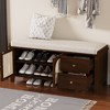 Shoe Storage Bench, Vintage Shoe Bench with Storage and Cushion, Shoe Bench with 2 Drawers and 2 Rattan Door,White - 2 of 4