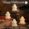 4PCS Ceramic Ghost Light Up Decor, Cute Ghost Halloween Decor, Small White Ghost Figurine Timer Led Ghost Figurines for Desk Tabletop Centerpieces - 2 of 4