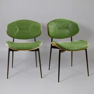 Art Leon Faux Leather and Bentwood Dining Chair with Metal Legs, Set of 2 - 1 of 4