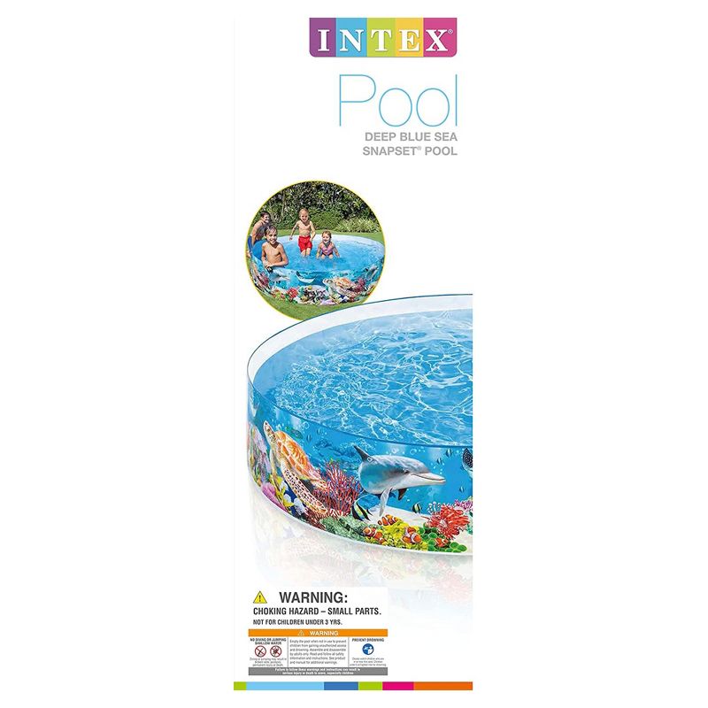 Intex Deep Sea Blue 8 feet x 18 inch SnapSet Instant Round Above Ground Swimming Kiddie Pool for Kids Ages 3 Years and Up, 4 of 6