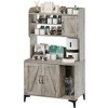 Homhougo Large Cat Litter Box Enclosure Furniture with 3 Open Shelves and Storage Cabinet, Farmhouse Cat House Washroom - 4 of 4