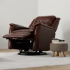 Top Grain Leather Swivel Glider Recliner with Manual Footrest, Dense Foam Cushions and Kiln-Dried Hardwood Frame, Madras Comfortable Durable Design - 3 of 4