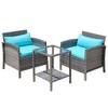 Outsunny 3 Piece Patio Furniture Set w/ Cushions, PE Rattan Wicker Outdoor Table And Chairs Conversation Set w/ 2-Tier Glass Top Coffee Table - 4 of 4