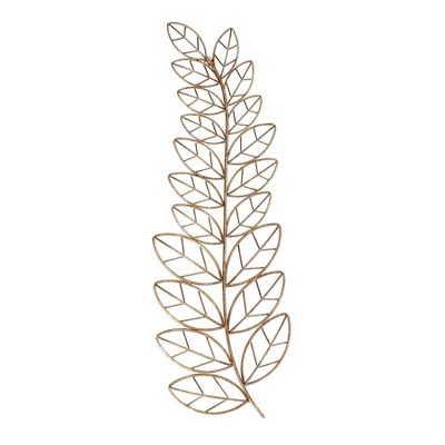 Brewster Eber Leaves Metal Wall Art: Iron Fern Sculpture, Copper Patina Finish, 33" Wide