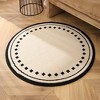 Zarkea™ Minimalist Cream & Black 39" Round Rug, Washable,Polypropylene,Non-Slip Rug for Indoor/Outdoor Use - 4 of 4
