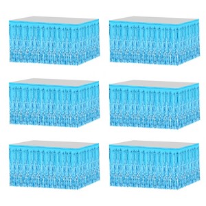 Unique Bargains Wedding Birthday Metallic Foil Fringe Table Skirts for Rectangle Tables - 1 of 4