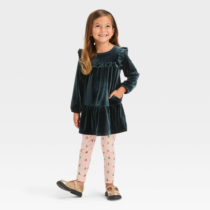 Toddler Girls' A-Line Velour Long Sleeve Dress - Cat & Jack™, 4 of 11
