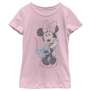 Girl's Disney Distressed Sitting Minnie T-Shirt - 1 of 4