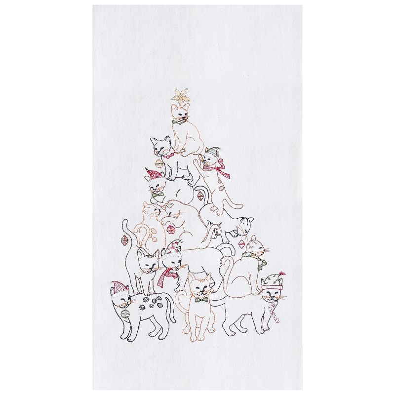 C&F Home Cat Christmas Tree Flour Sack Kitchen Towel, 1 of 5