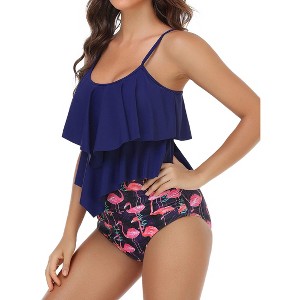 Clearlove Tankini Swimsuits for Women High Waisted Ruffle Tops with Tummy Control Bottom Two Piece Bathing Suit - 1 of 4