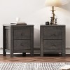 Gulches Nightstand Set: 2 Dark Grey 21 - Inch High Units, 2 Drawers, Wooden Legs, Vintage Look - 3 of 4