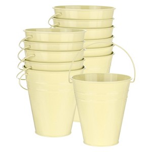 Unique Bargains Galvanized Lemon Yellow Decorative Rustic Metal Bucket 4.7 x 5.1 Inch 12 Pcs - 1 of 4