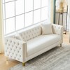 Chesterfield Velvet Sofa, 3+3 Seater Deep Seat with Button Nailhead and Square Arms for Living Room, Bedroom, Office - 4 of 4