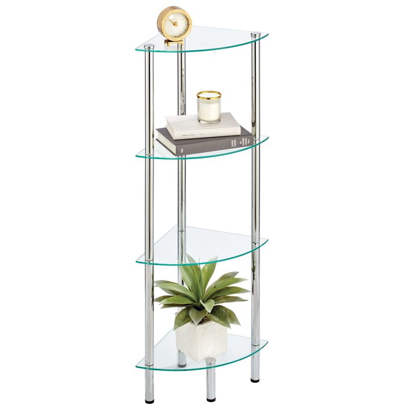 mDesign Glass Corner 4-Tier Storage Organizer Tower Cabinet, 1 of 11