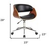 HomeRoots Brown Black and Silver Adjustable Height Swivel Rolling Office Chair - 3 of 4