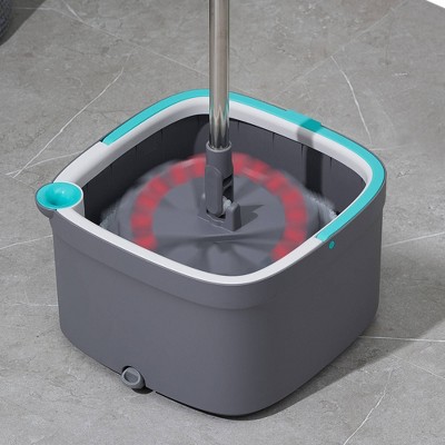 TrueClean Gray Microfiber Spin Mop and Bucket System