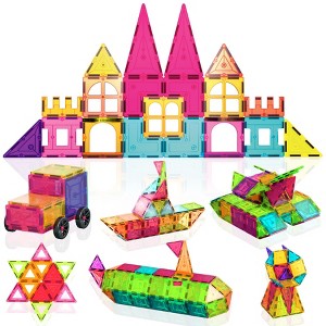 Contixo Tiles ST4 -Kids Toy Magnetic Building Shapes -112 PCS 3D Building Blocks STEM Construction - 1 of 4