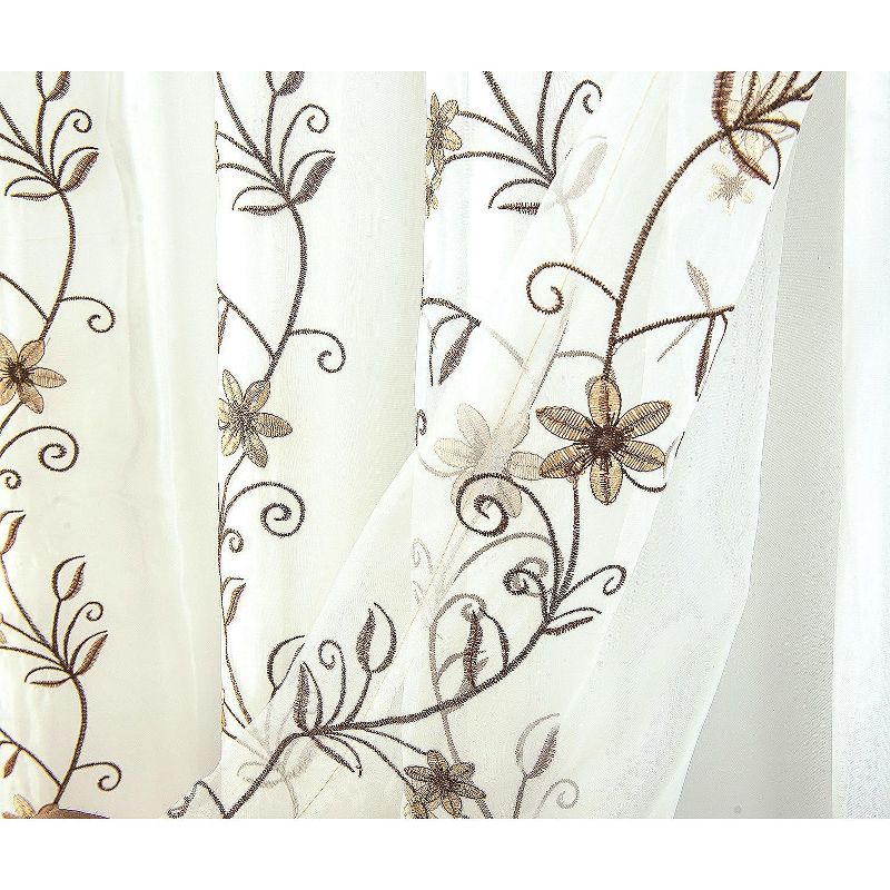 Kate Aurora Royal Living Embroidered Floral Sheer On Taffeta Layered Fabric Shower Curtain, 2 of 4
