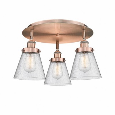 Cone - 3 Light Flush Mount In Art Deco Style-9.25 Inches Tall and 18 Inches Wide