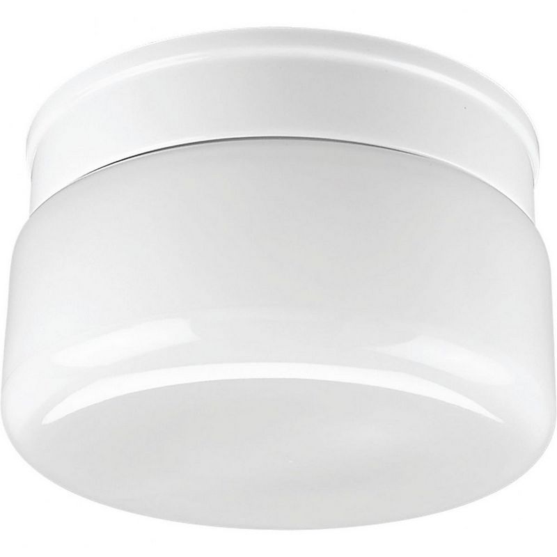 Progress Lighting Airpro 2-Light Flush Mount Ceiling Fixture, White, Glass Shade, 1 of 2