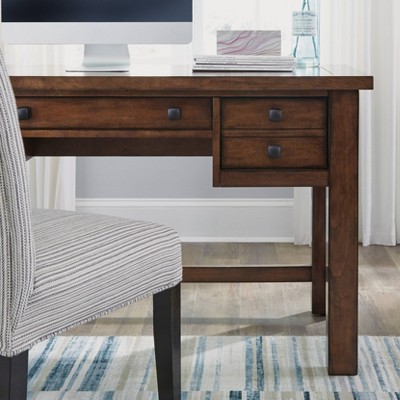 Tahoe Aged Maple Executive Desk with Keyboard Tray and Drawers