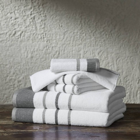 6pc Striped Towel Set Dark Gray/light Gray - Isla Jade : Target