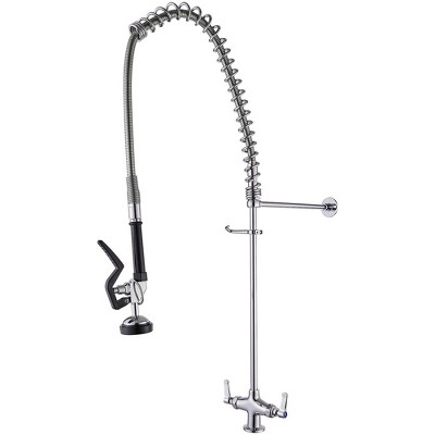 BWE Commercial Restaurant Pull-Down Double Handle Countertop Pre-Rinse Spray Utility Kitchen Faucet