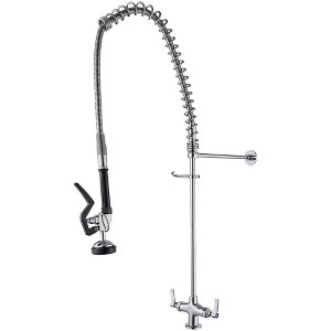BWE Commercial Restaurant Pull-Down Double Handle Countertop Pre-Rinse Spray Utility Kitchen Faucet - 1 of 4