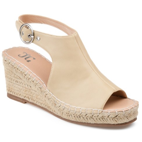 Journee Collection Womens Crew Wedge Heel Espadrille Sandals Nude 10W