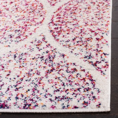 Cream and Fuchsia Reversible Synthetic Area Rug